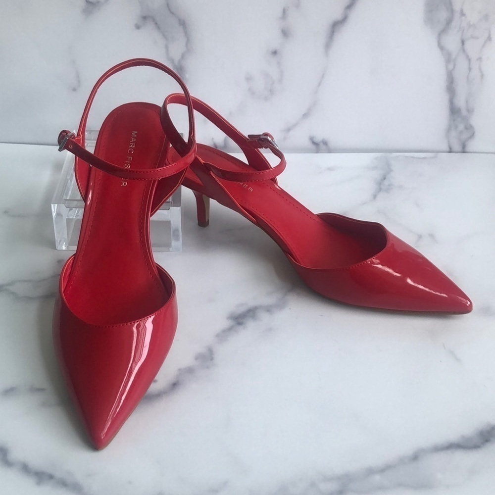 Marc Fisher Patent Pointy Toe Pumps Caly Aurora Size 9.5M NWT